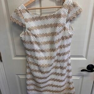 Lilly Pulitzer White and Tan Lace Mini Dress